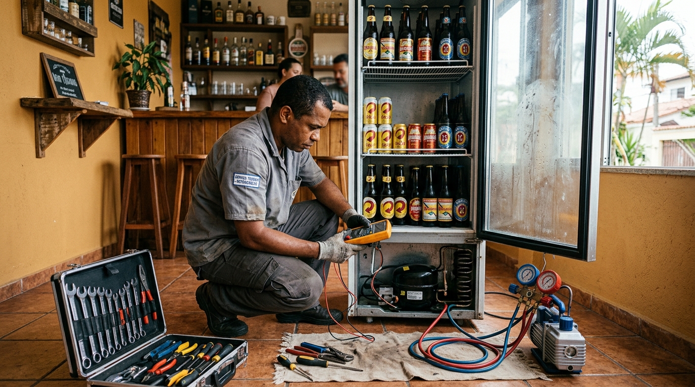 Substituição do termostato de uma cervejeira em Campos dos Goytacazes‑RJ